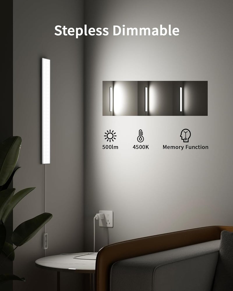 ASOCO Under Cabinet Lighting, Upgrade 16inch LED Closet Light with Dimmable 4500K Daylight White and Memory Function, Plug-in Under Counter Lights for Kitchen/Desk/Shelf/Workbench/Display Case/Room - Image 2